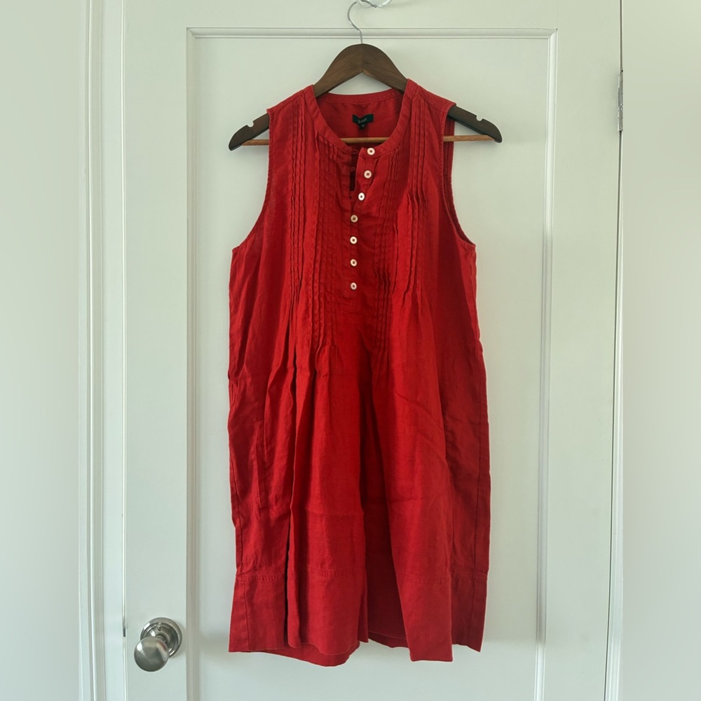 Quince Vibrant Red Sleeveless Midi Shift Dress